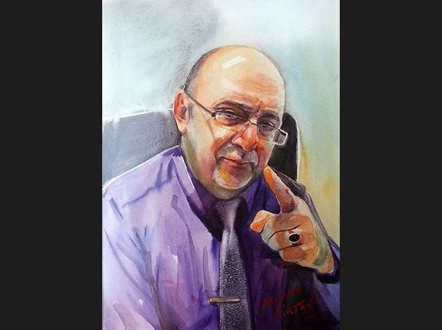 Watercolor portrait of Dr Borimir Furnadzhiev